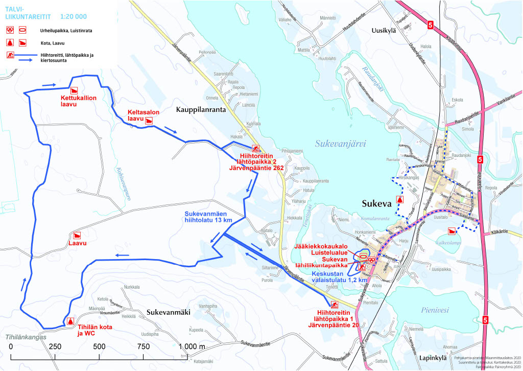 Sukevan talviliikuntareitit kartta